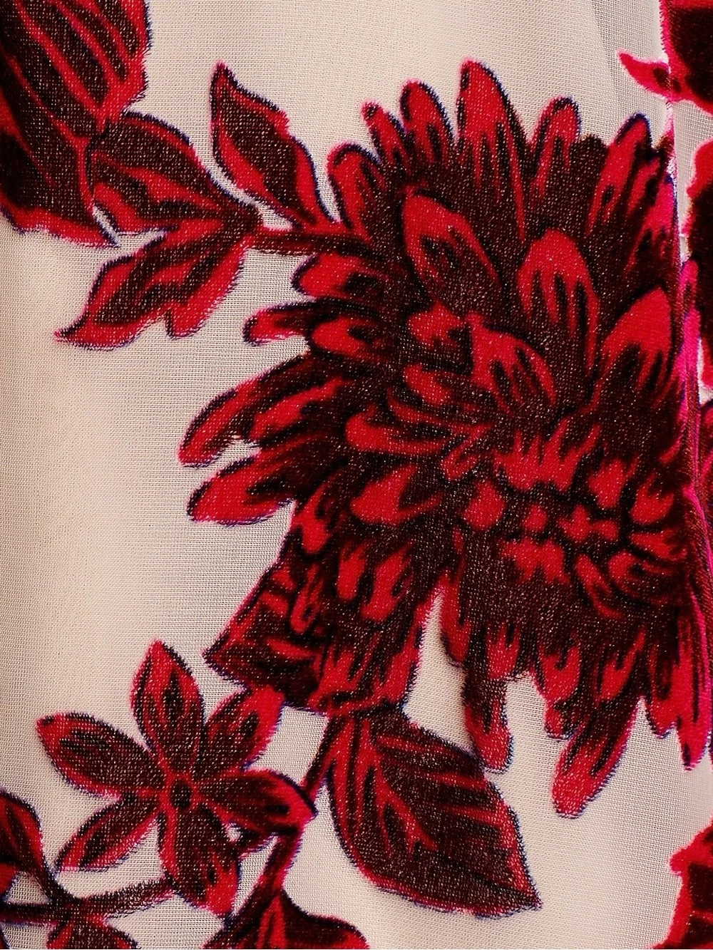 Bloomingdale’s Cupio Red Floral Burnout Ruffle Blouse on Cream size Large - Picture 6 of 16